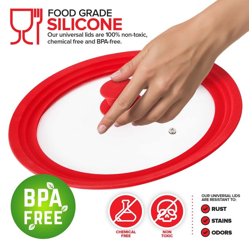 Silicone Universal Lid - Red (Set of 16)