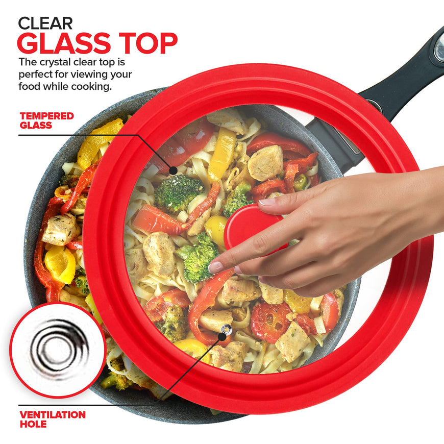 Silicone Universal Lid - Red (Set of 16)