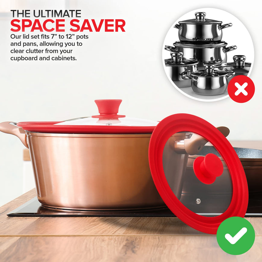 Silicone Universal Lid - Red (Set of 16)