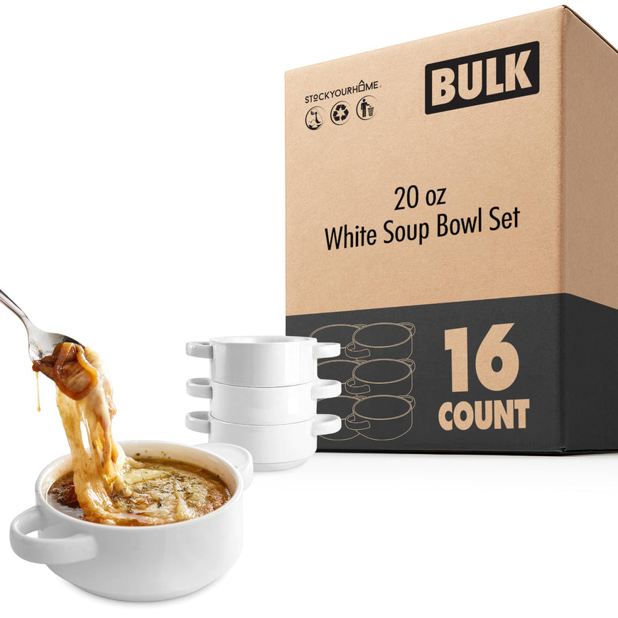 20 oz White Soup Bowl Set 16