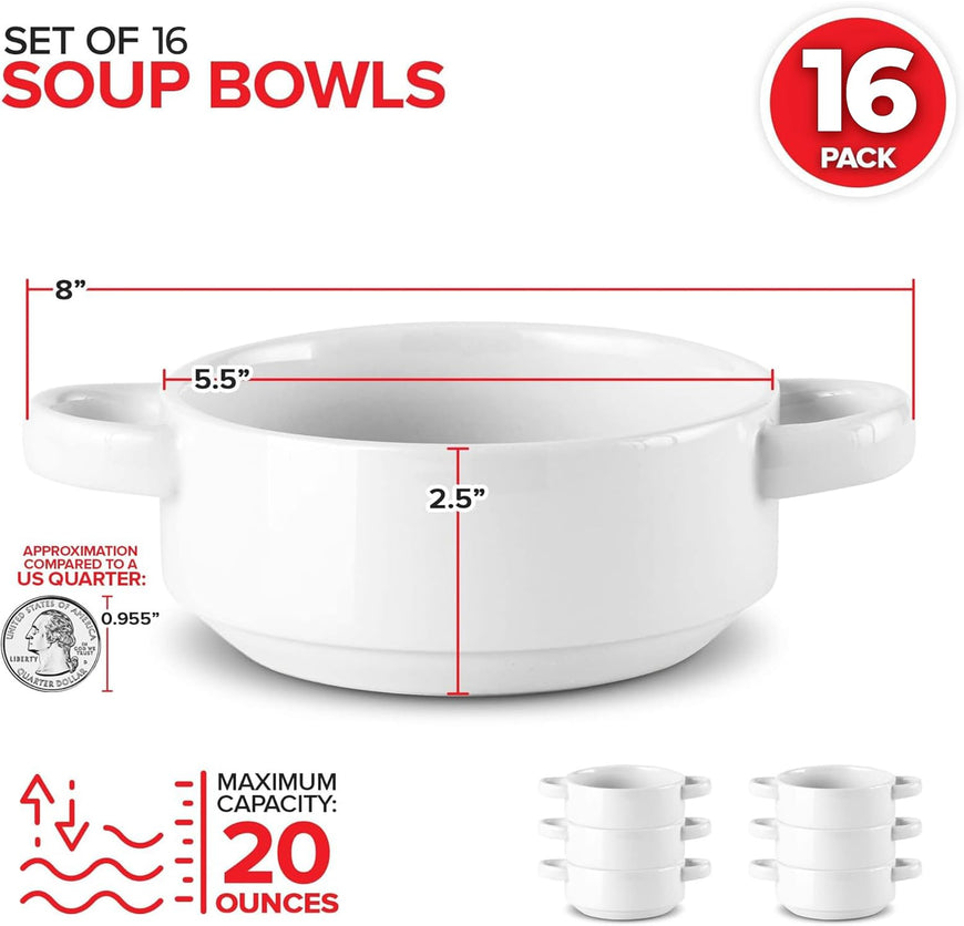 20 oz White Soup Bowl Set 16