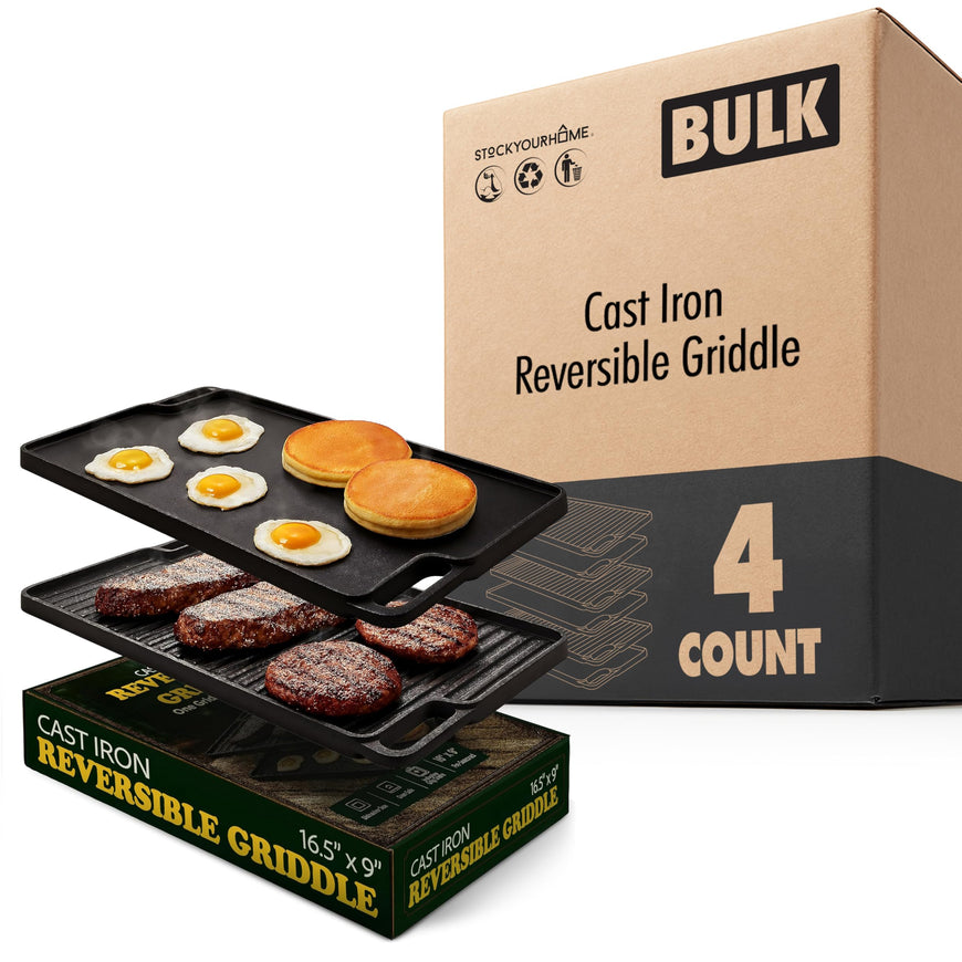 Cast Iron Reversible Griddle 4 Pack