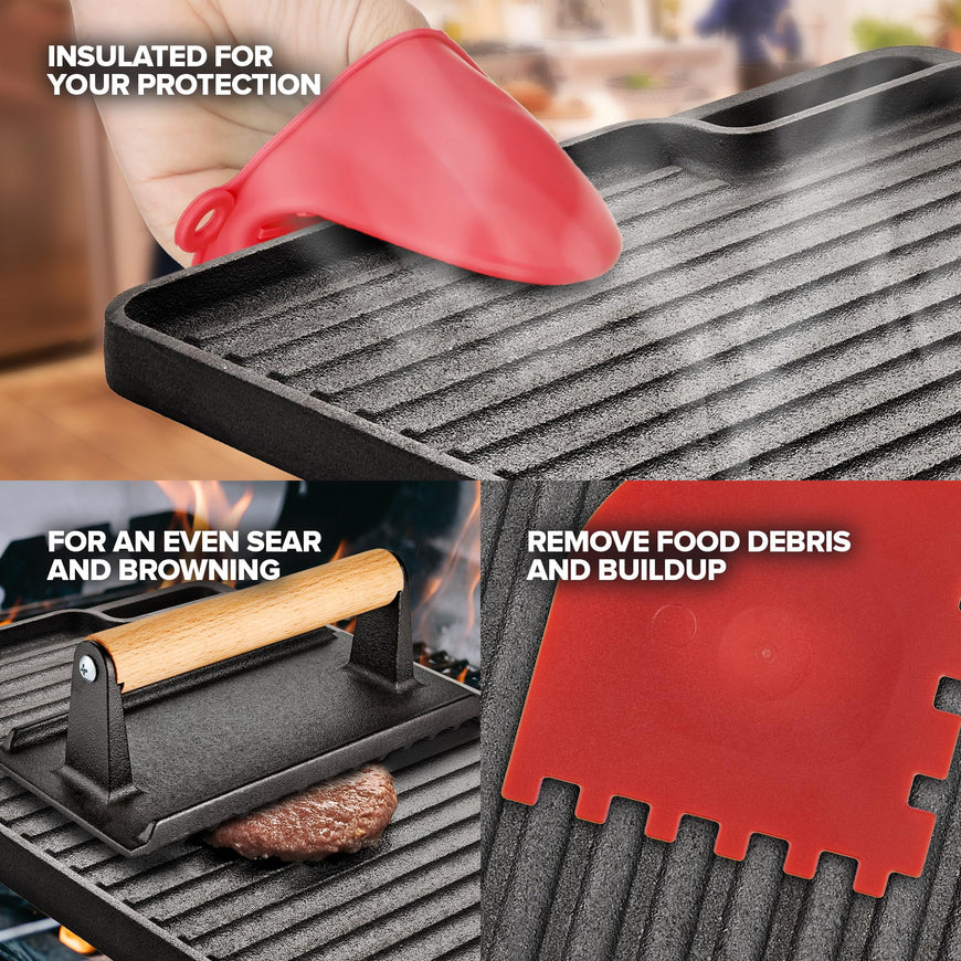 Cast Iron Reversible Griddle 4 Pack