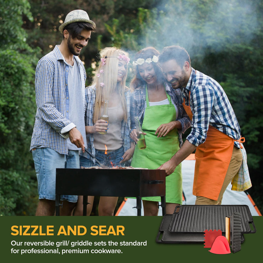 Cast Iron Reversible Griddle 4 Pack
