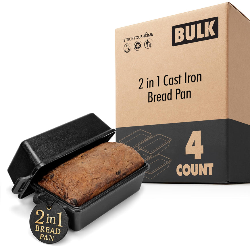 2 in 1 Cast Iron Bread Pan 4 Pack