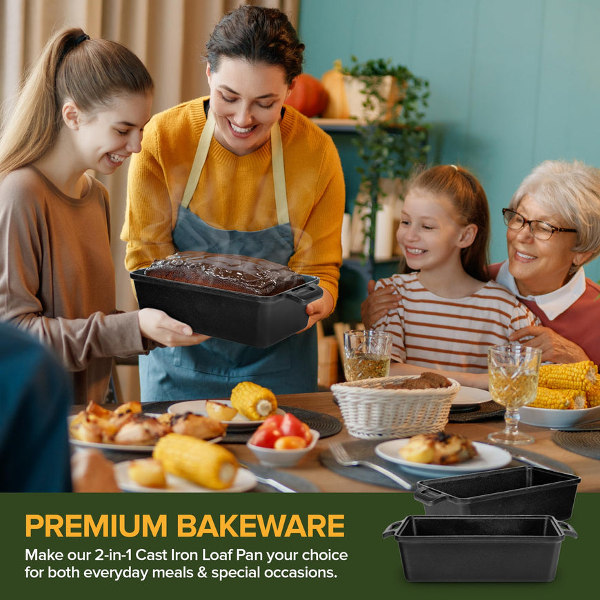 2 in 1 Cast Iron Bread Pan 4 Pack