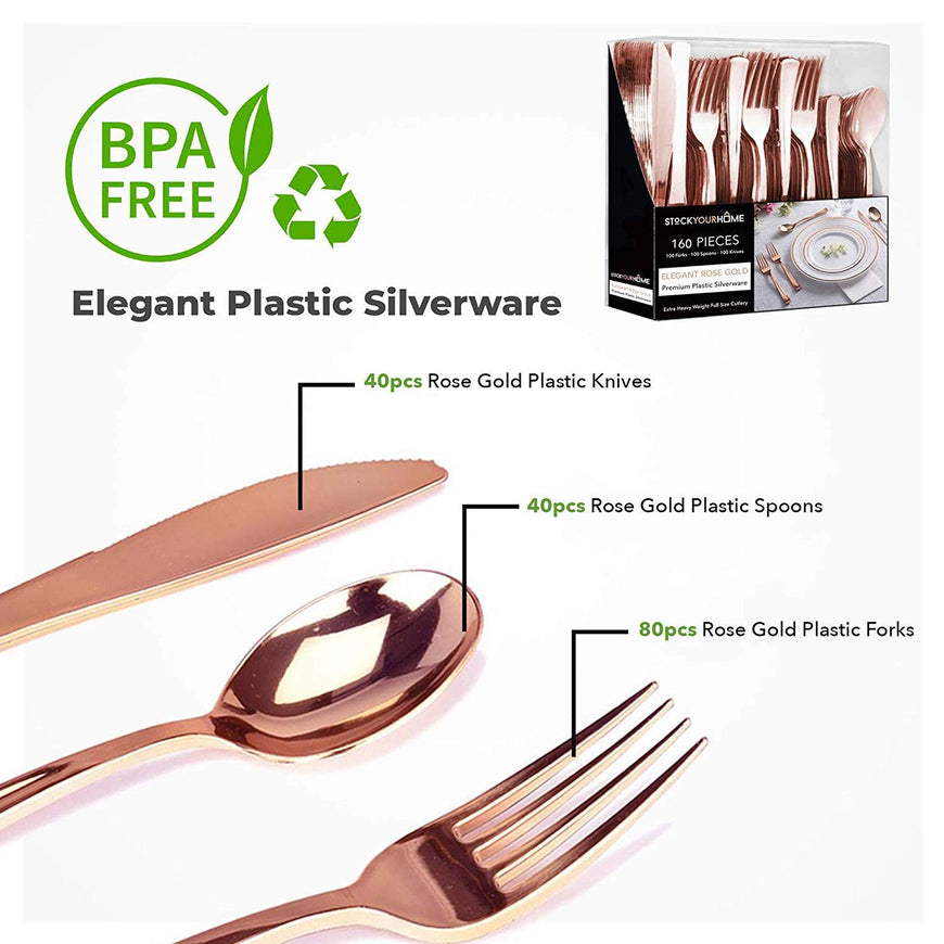 Rose Gold Cutlery (1280 Pack)