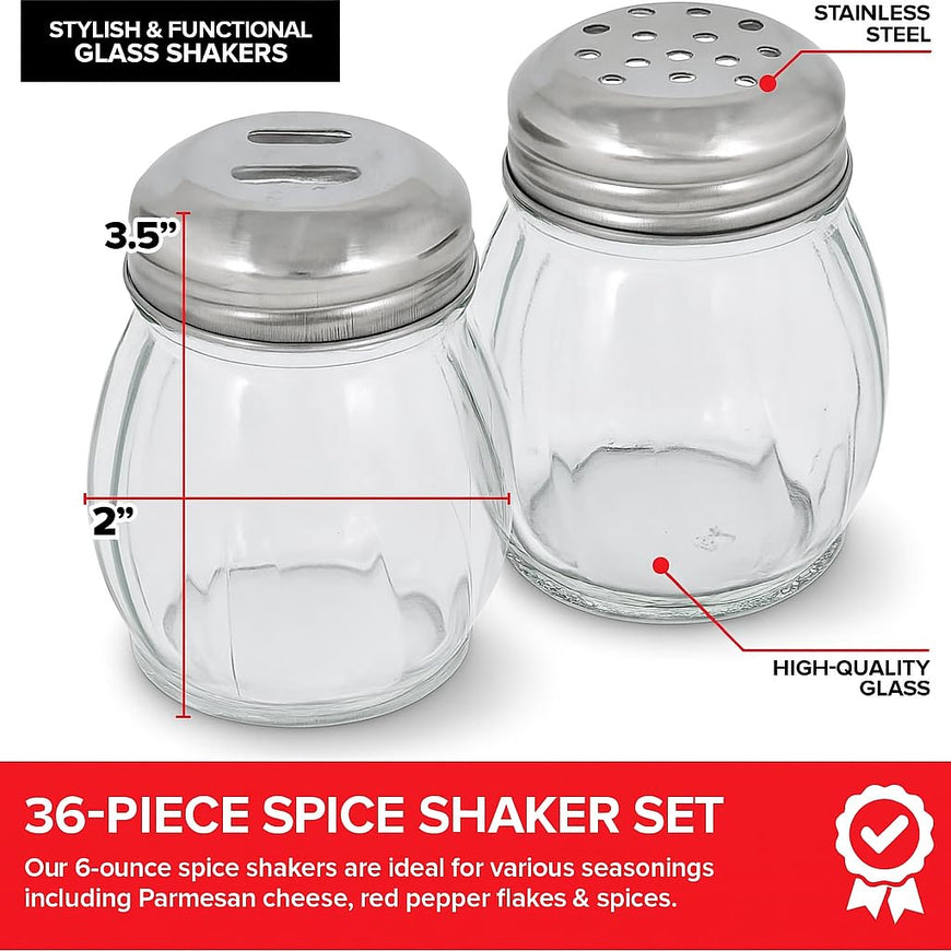 6-Ounces Glass Spices Shaker 36 Pack