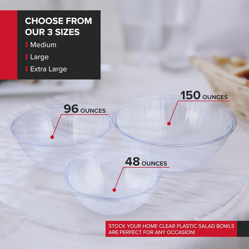 96 oz. Clear Plastic Serving Bowl - 48 count