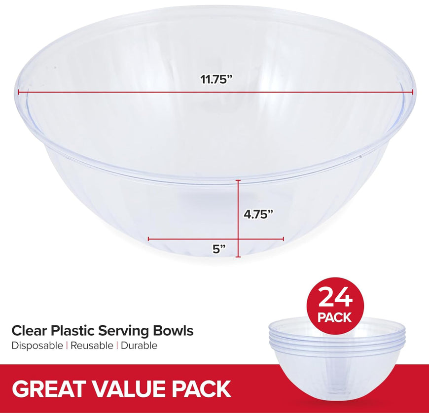 150 oz. Clear Plastic Serving Bowl - 24 count