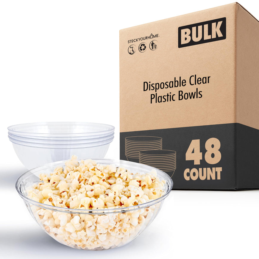 Disposable Clear Plastic Bowls 48 Pack