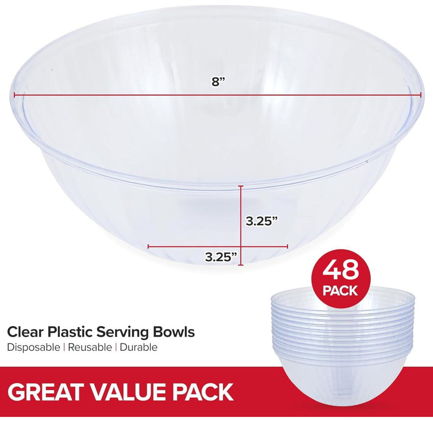Disposable Clear Plastic Bowls 48 Pack