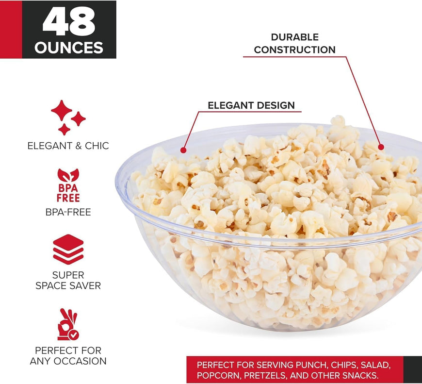 Disposable Clear Plastic Bowls 48 Pack
