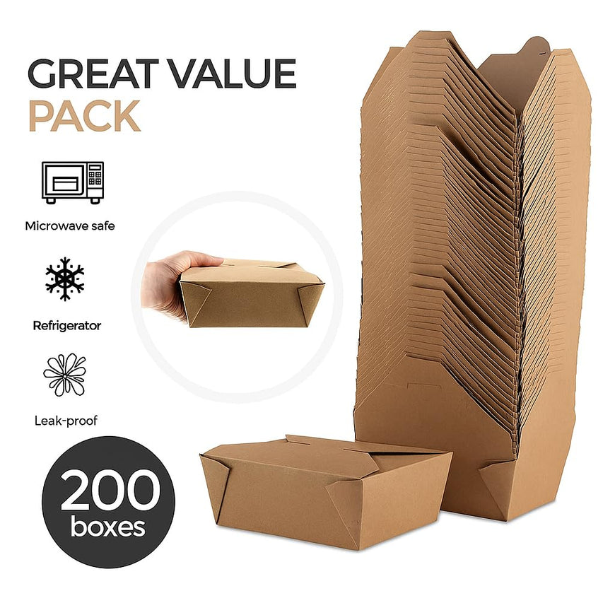 45 oz Brown Take Out Boxes - #8 (200 Pack)