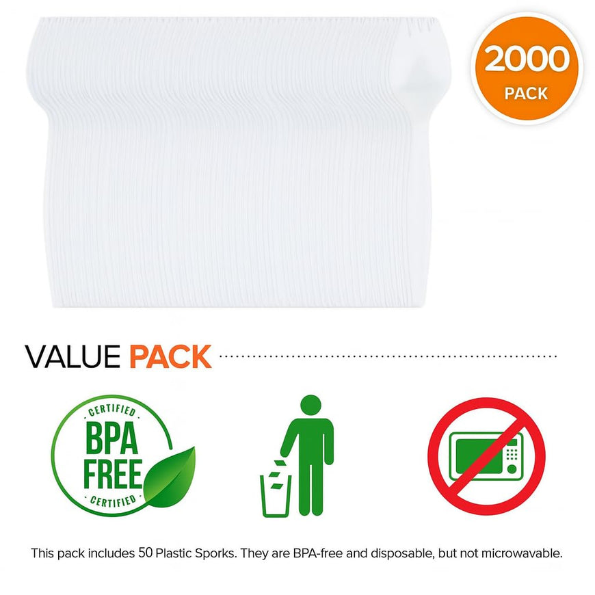 Plastic Sporks - White (2000 Pack)