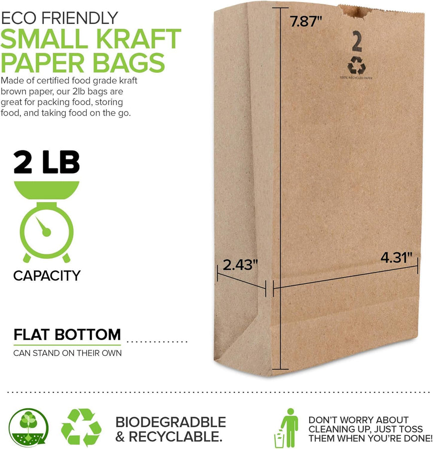 2 LB Brown Paper Bag (2500 Pack)