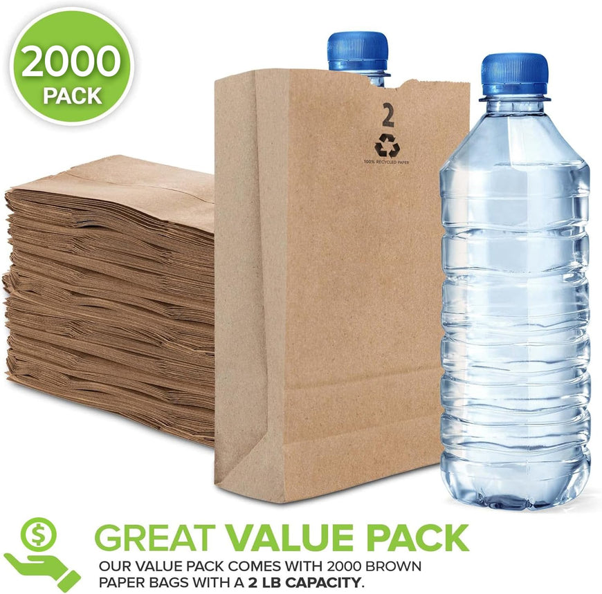 2 LB Brown Paper Bag (2500 Pack)