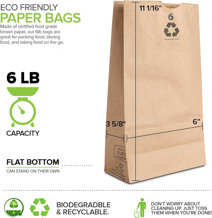 6 LB Brown Paper Bag (1200 Pack)