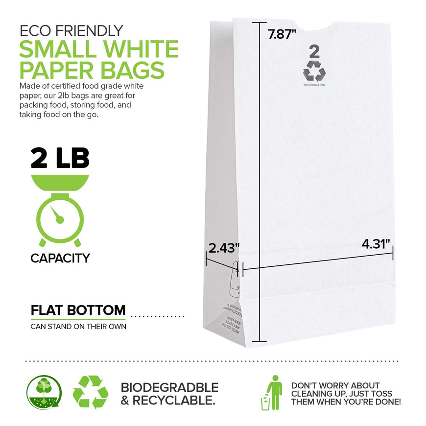 2 LB White Paper Bag (2000 Pack)