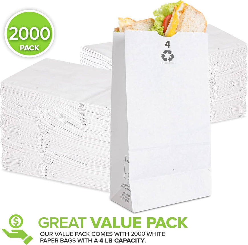 4 LB White Paper Bag (2000 Pack)
