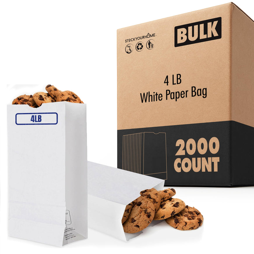 4 LB White Paper Bag - 2000 Count