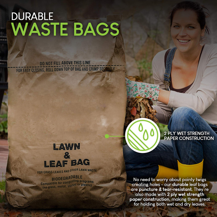30 Gallon Kraft Lawn and Leaf Bag (40 Pack)