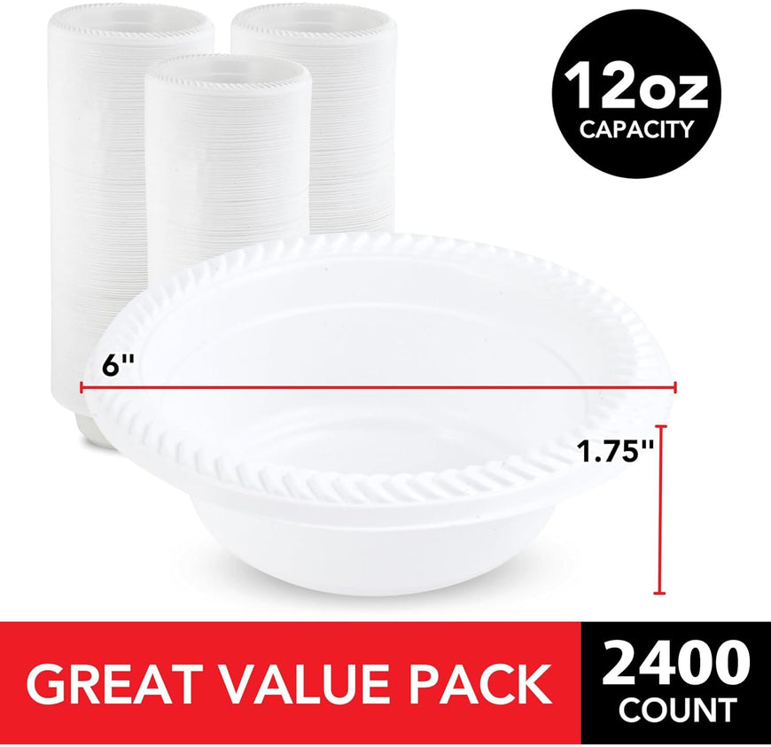 12 oz White plastic Bowls - 2400 pack