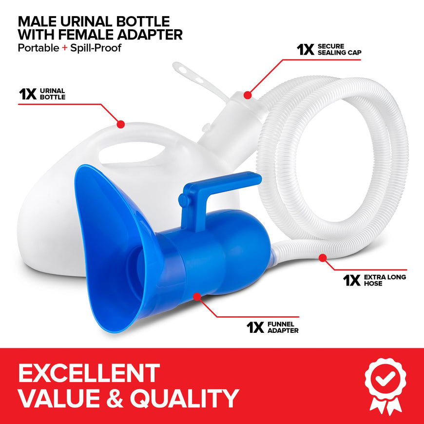 Urinal w/ Hose & Unisex Attachment 12 Pack