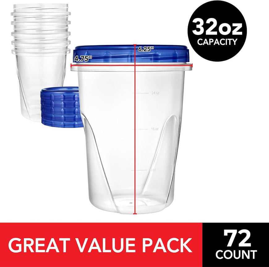 Twist Top Containers - 32oz (72 Pack)