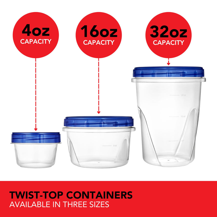 Twist Top Containers - 16oz (120 Pack)