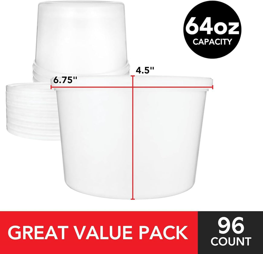 64 oz. Freezeable Deli Food Containers w/ Lid 120 pack