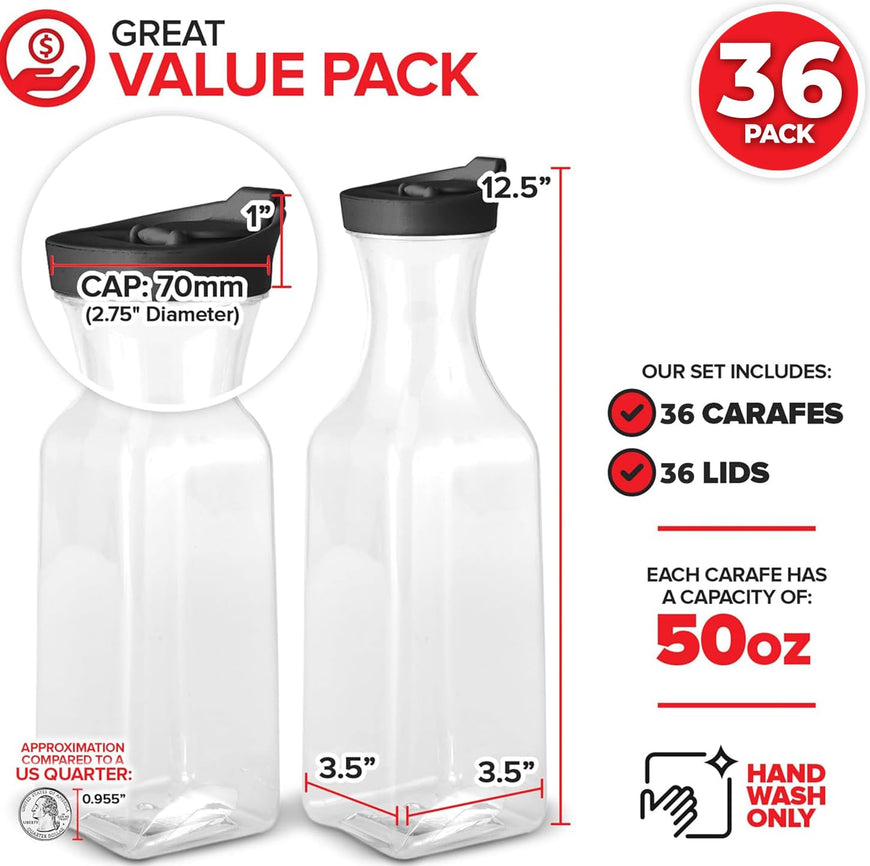 50 oz Square Carafes Black (36 Pack)