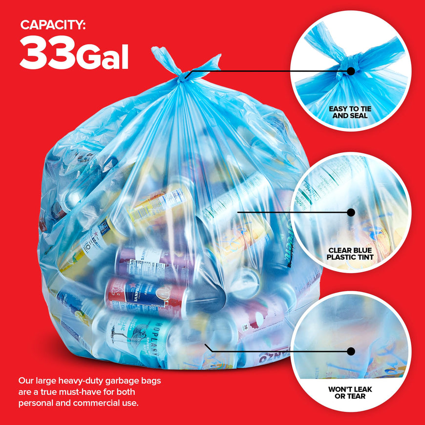 Blue Recycling Bags - 33 Gallon (480 Bags)