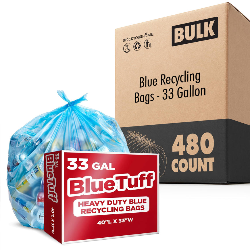 Blue Recycling Bags - 33 Gallon (480 Bags)