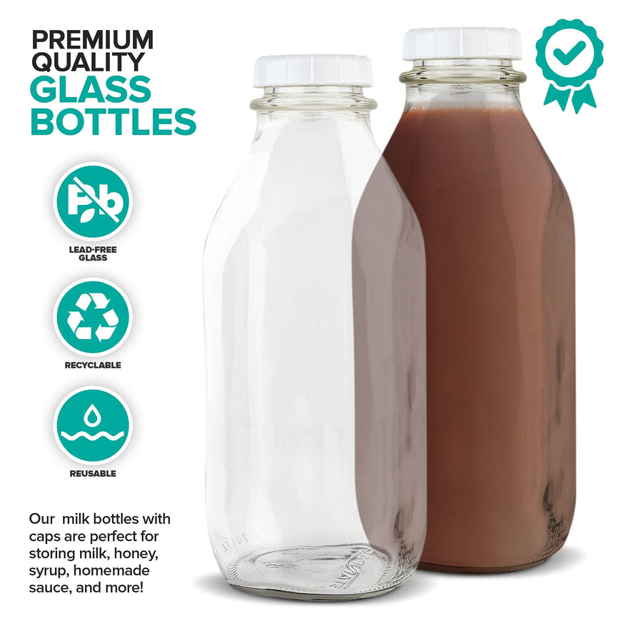 32 oz Glass Milk Bottles (24 Pack)