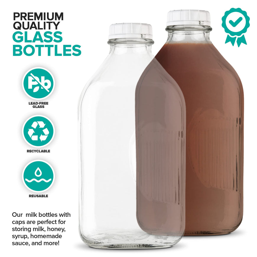 64 oz Glass Milk Bottles (12 Pack)