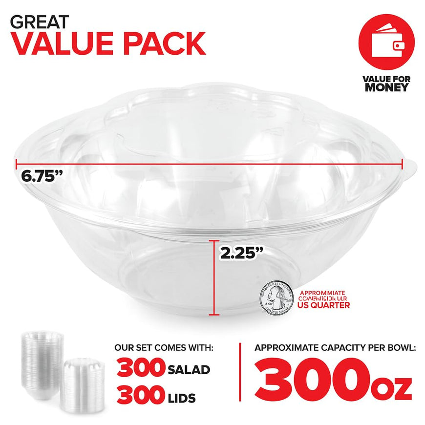 24oz Plastic Salad Bowls (300 Pack)