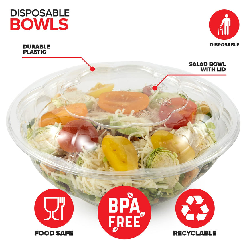 24oz Plastic Salad Bowls (300 Pack)