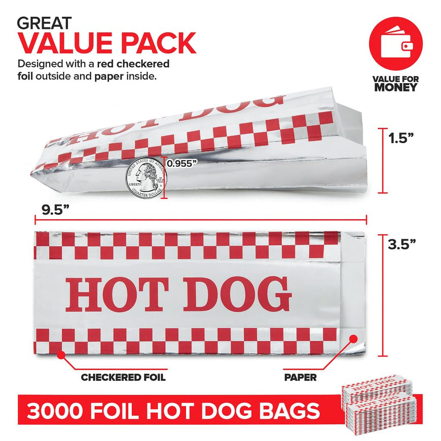 Foil Hot Dog Bags (3000 Pack)