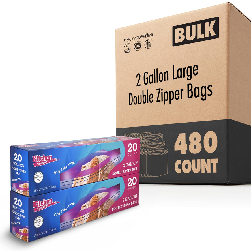 2 Gallon Large Double Zipper Bags 480 Count