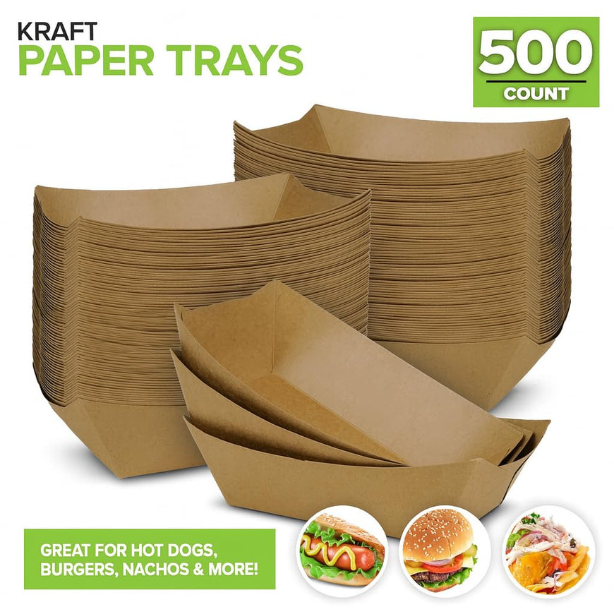 3 Lbs Paper Trays - Brown (500 Pack)