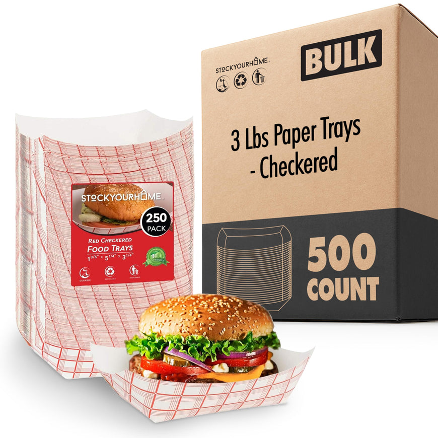 3 Lbs Paper Trays - Checkered (500 Pack)