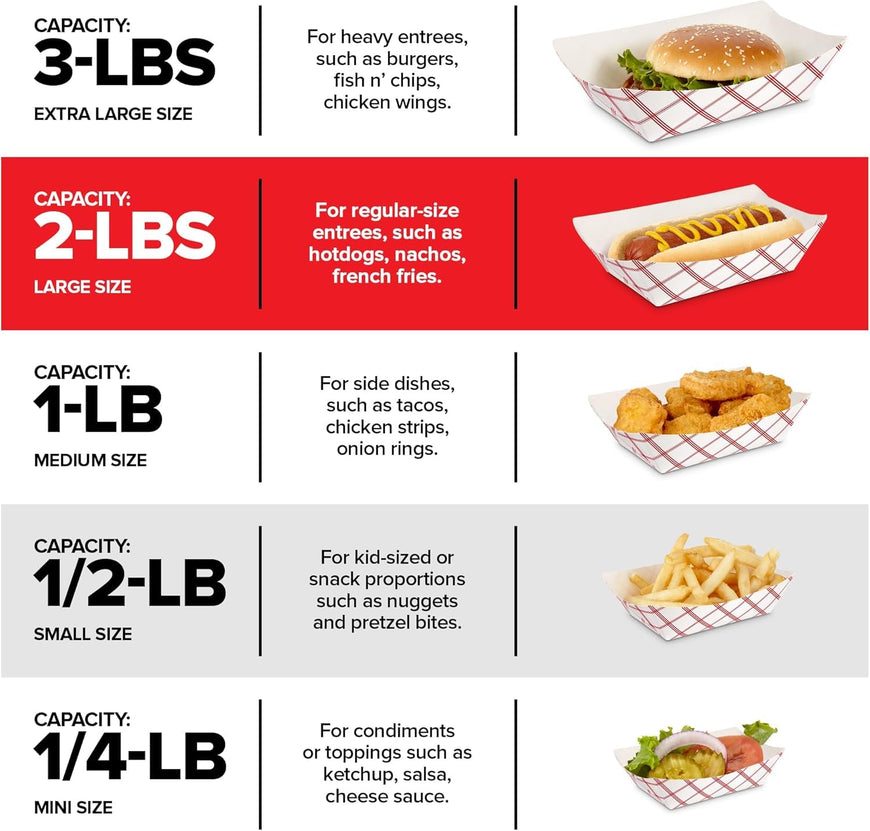 Paper Trays - Red Checked - 2lbs - 1000 Pack