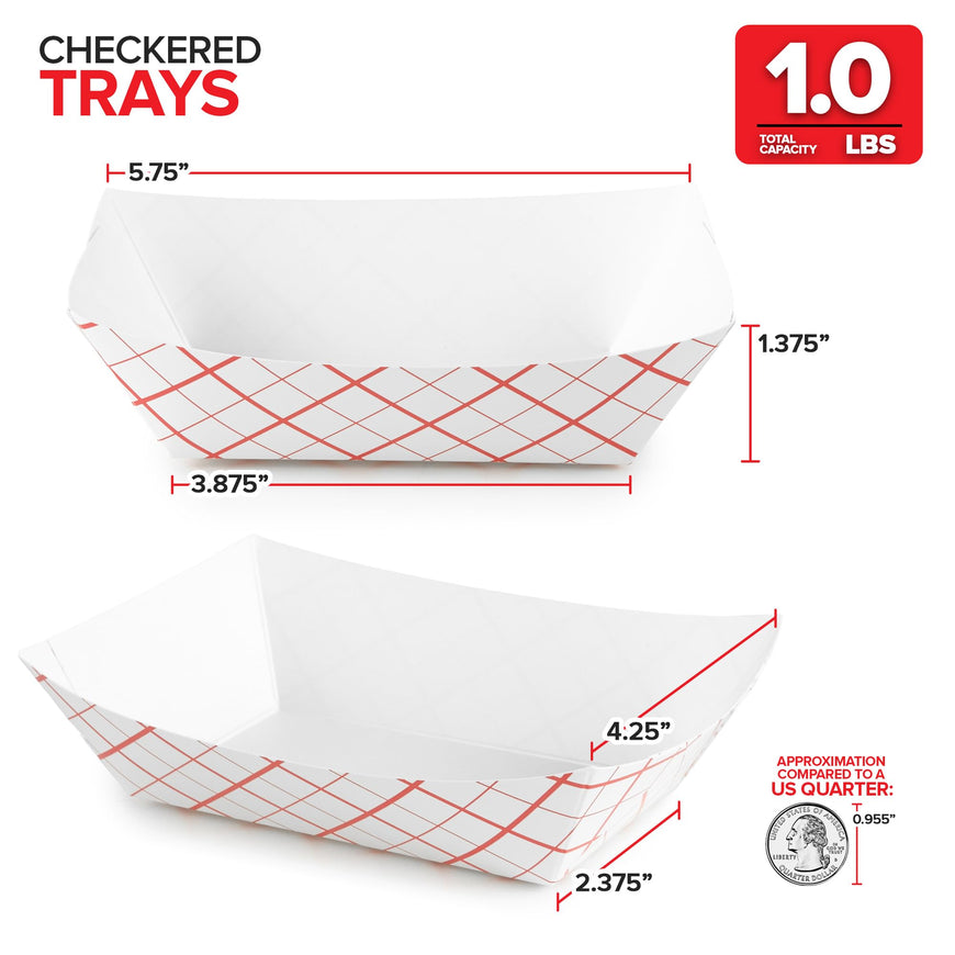 1 Lbs Paper Trays - Checkered (1000 Pack)