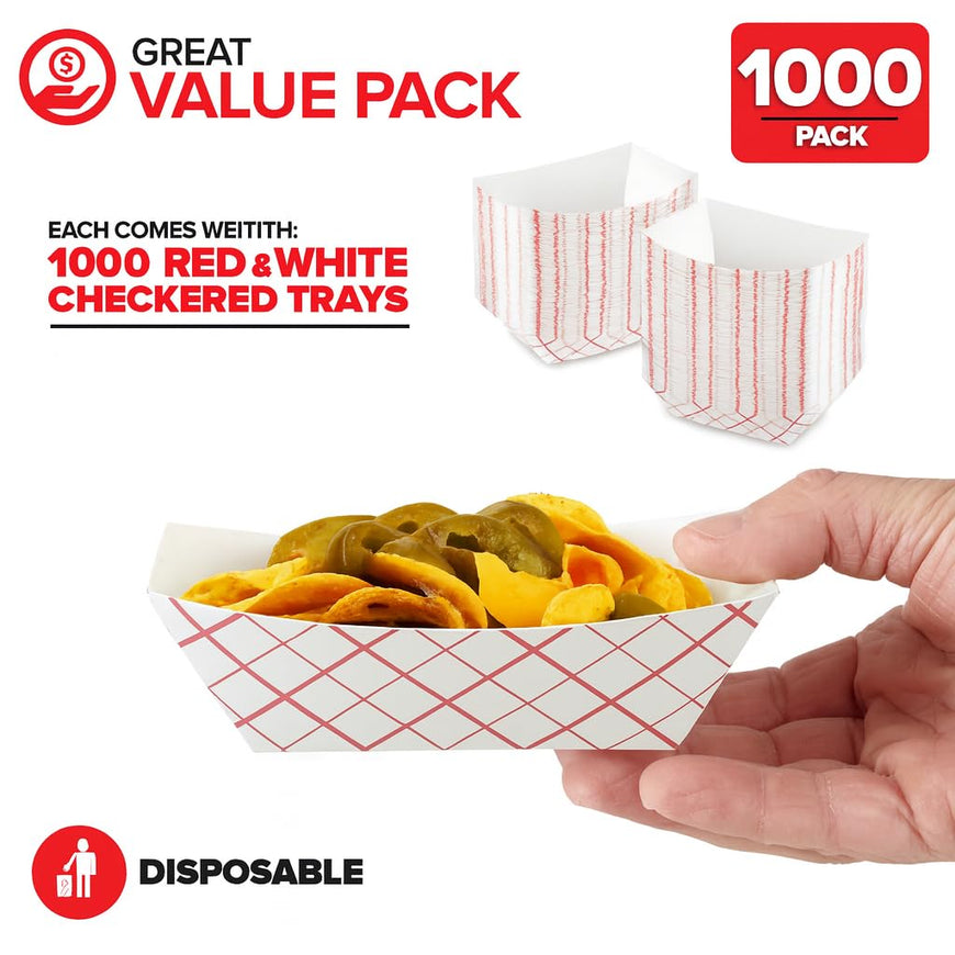 1/2 Lbs Paper Trays - Checkered (1000 Pack)