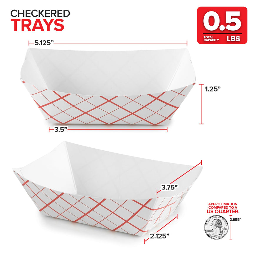 1/2 Lbs Paper Trays - Checkered (1000 Pack)