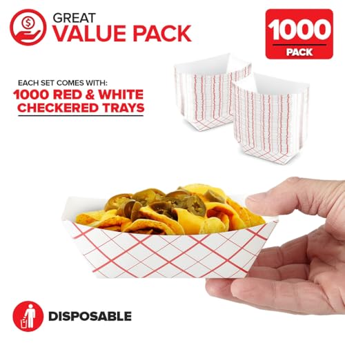 1/2 Lbs Paper Trays - Checkered (1000 Pack)