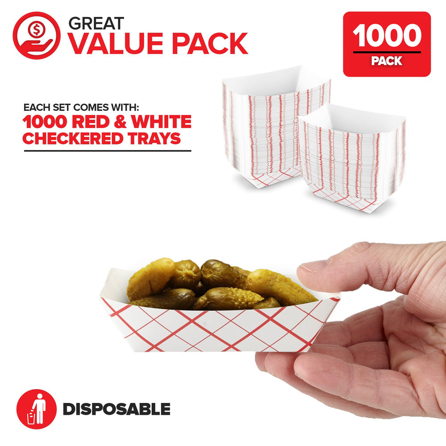 1/4 Lbs Paper Trays - Checkered (1000 Pack)