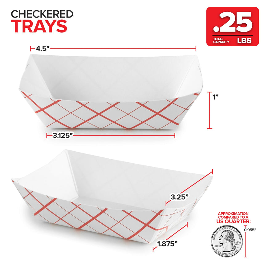 1/4 Lbs Paper Trays - Checkered (1000 Pack)
