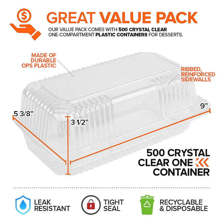 9 x 5 Plastic Clamshell (500 Pack)